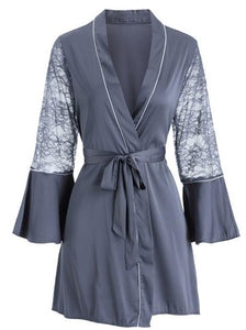 Satin Kimono | Déshabillé satiné dentelle | nightwear satin