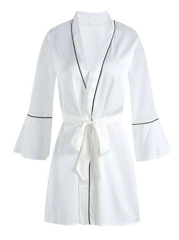 Satin Kimono | Déshabillé satiné dentelle | nightwear satin