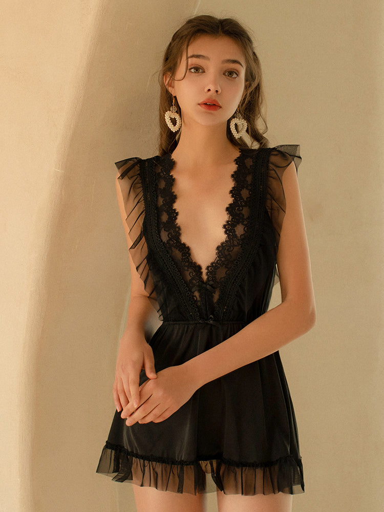 Nightdress Nuisette V-neck | nuisette lace | lingerie v-neck | lingerie Rococo | lingerie Lolita